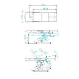 Azzurro 706 1-Motor Electric Pedicure Chair White - dimensions and measurements shown