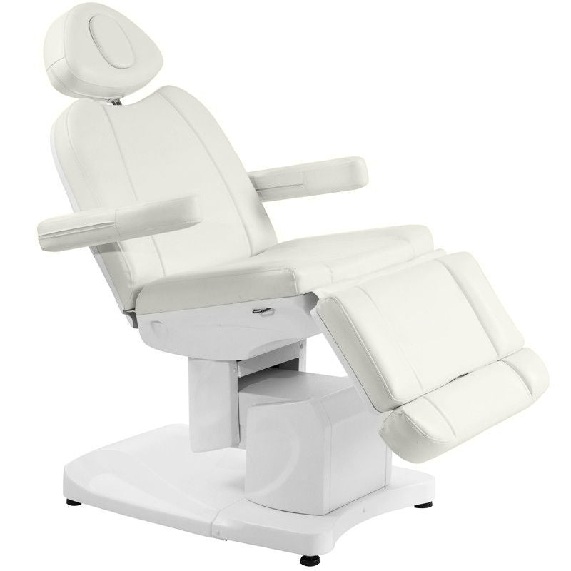 Azzurro 708A 4-Motor Electric Beauty Chair White - full product view at an angle on a white background