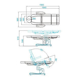 Azzurro 708A 4-Motor Electric Beauty Chair White - dimensions and measurements shown