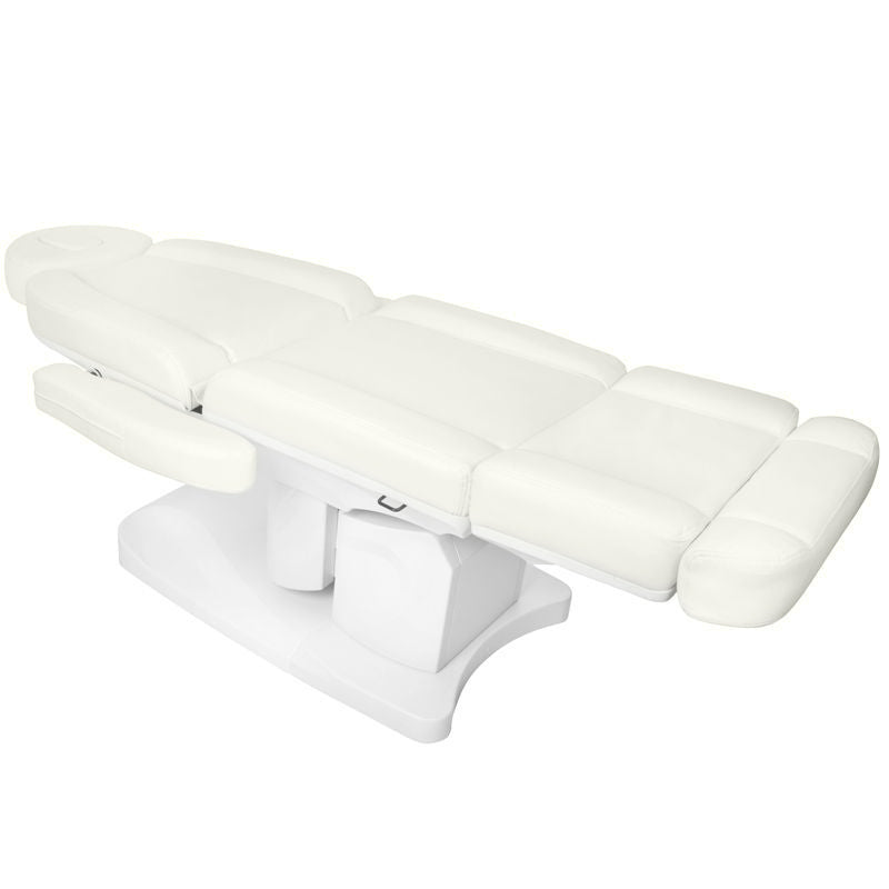 Azzurro 708A 4-Motor Electric Beauty Chair White - close-up showing the headrest, upholstery and adjustment controls