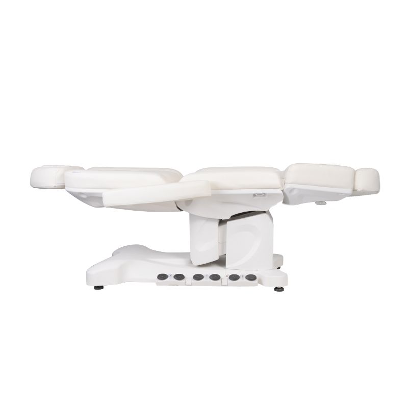 Azzurro 708B Exclusive Heated 4-Motor Electric Beauty Chair - close-up showing the headrest, upholstery and adjustment controls