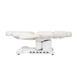 Azzurro 708B Exclusive Heated 4-Motor Electric Beauty Chair - close-up showing the headrest, upholstery and adjustment controls