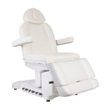 Azzurro 708B Exclusive Heated 4-Motor Electric Beauty Chair - close-up showing the headrest, upholstery and adjustment controls