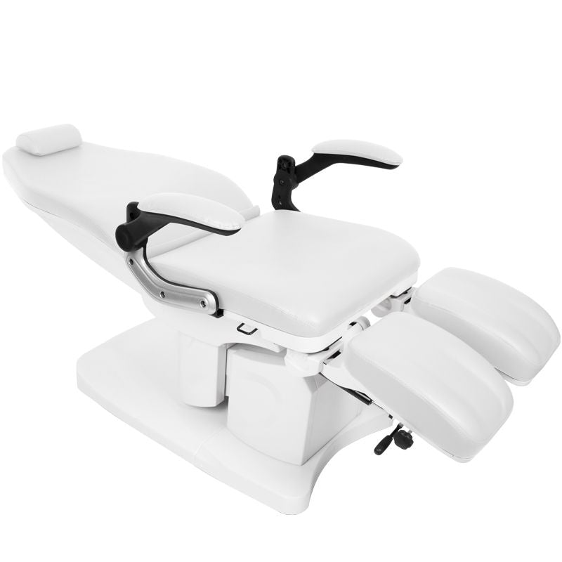 Azzurro 709A Electric Pedicure Bed White - close-up of the upholstery and adjustment details