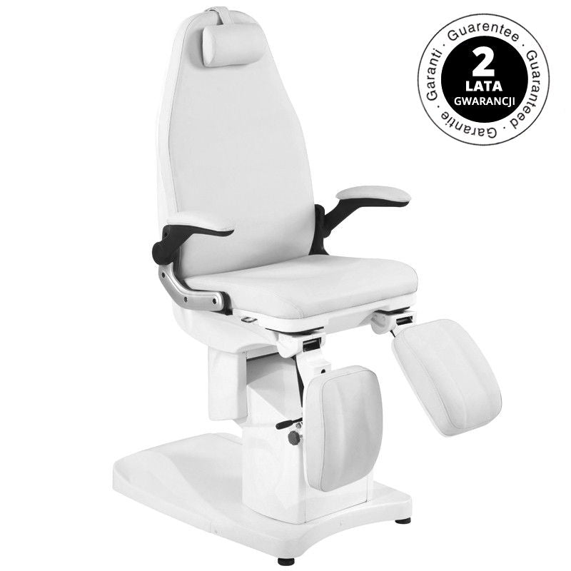 Azzurro 709A Electric Pedicure Bed White - close-up of the upholstery and adjustment details