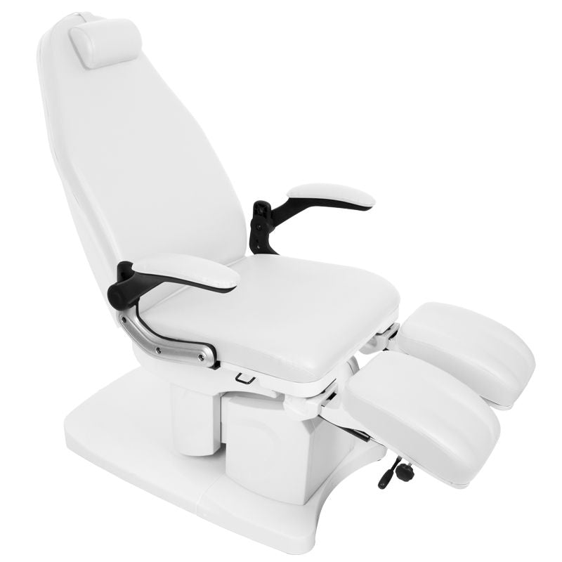 Azzurro 709A Electric Pedicure Bed White - close-up of the upholstery and adjustment details