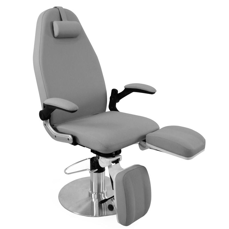 Azzurro 713A Hydraulic Pedicure Bed Grey - full product view at an angle on a white background