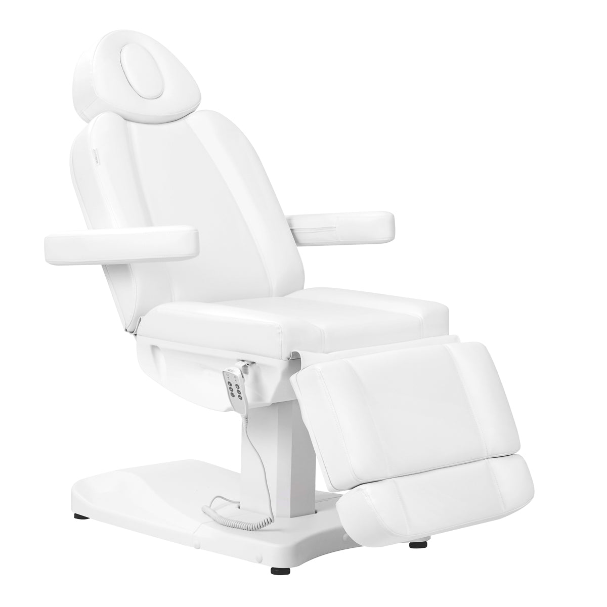 Azzurro 803D 3-Motor Electric Beauty Bed White - full product view at an angle on a white background