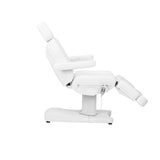 Azzurro 803D 3-Motor Electric Beauty Bed White - close-up showing the headrest, upholstery and adjustment controls