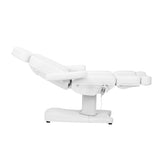 Azzurro 803D 3-Motor Electric Beauty Bed White - close-up showing the headrest, upholstery and adjustment controls