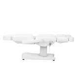 Azzurro 803D 3-Motor Electric Beauty Bed White - close-up showing the headrest, upholstery and adjustment controls