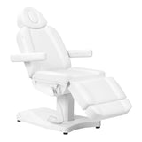 Azzurro 803D 3-Motor Electric Beauty Bed White - close-up showing the headrest, upholstery and adjustment controls