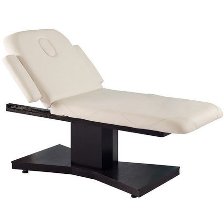 Azzurro 805 1-Motor Electric Massage Bed Wenge & Latte - full product view at an angle on a white background