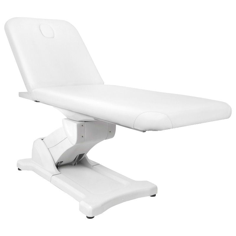 Azzurro 808 Electric Massage Bed White - full product view at an angle on a white background