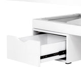 Azzurro 815B Electric Massage Bed White - close-up showing the headrest, upholstery and adjustment controls
