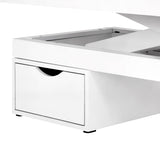 Azzurro 815B Electric Massage Bed White - close-up showing the headrest, upholstery and adjustment controls