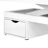 Azzurro 815B Heated Massage Bed White - close-up showing the headrest, upholstery and adjustment controls