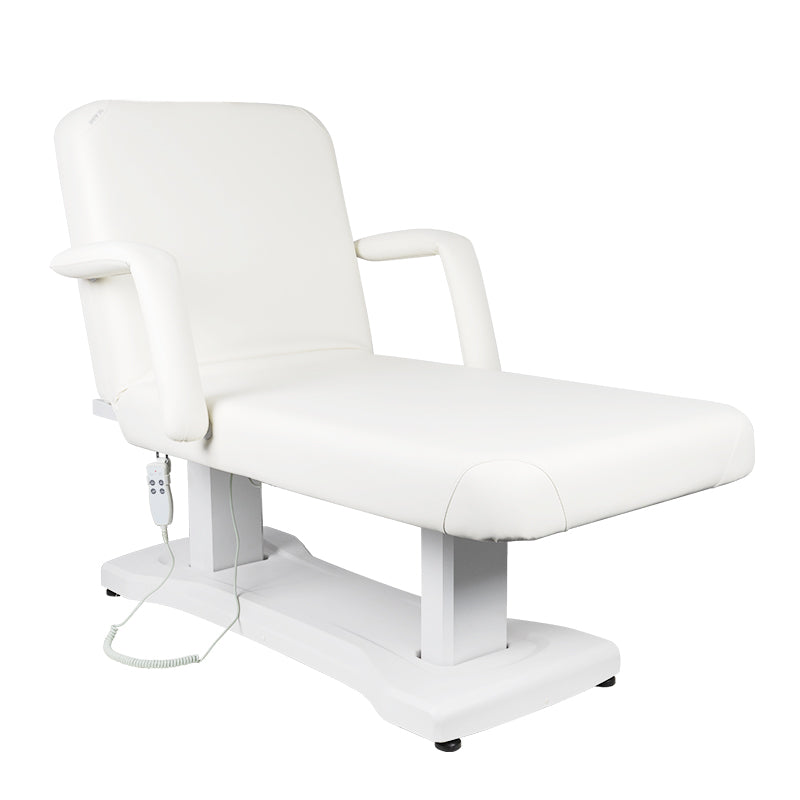 Azzurro 819A 3-Motor Electric Massage Bed White - full product view at an angle on a white background