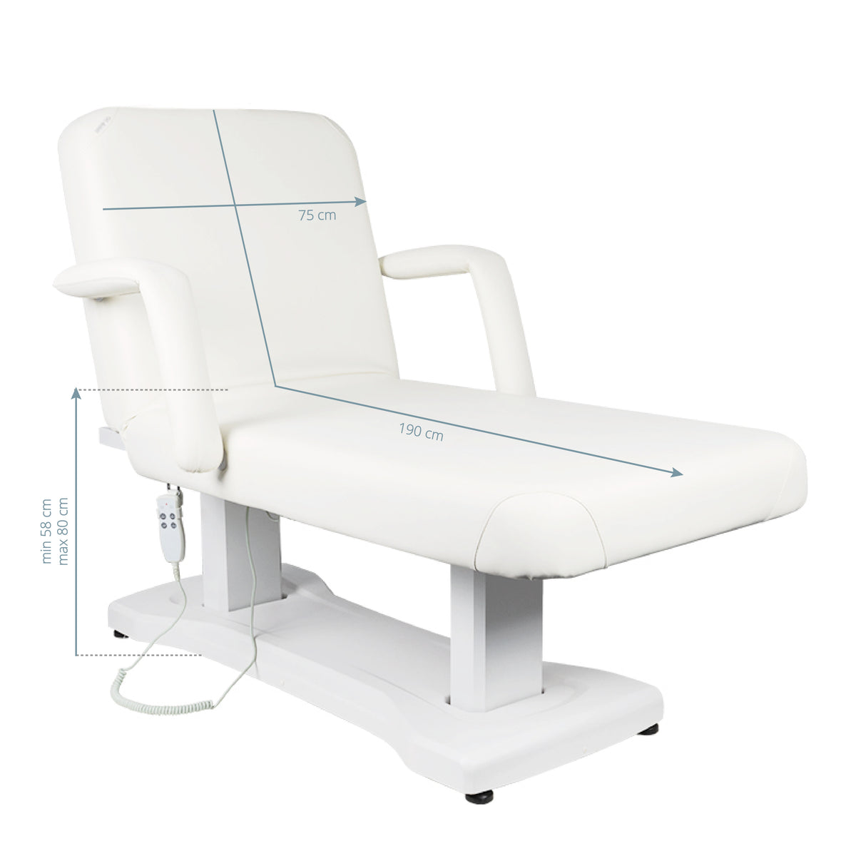Azzurro 819A 3-Motor Electric Massage Bed White - full product view on a white background