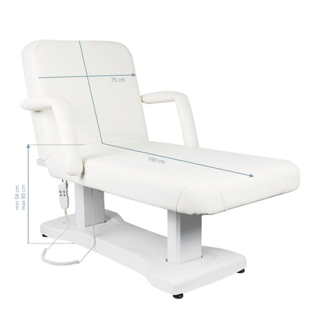 Azzurro 819A 3-Motor Electric Massage Bed White - full product view on a white background
