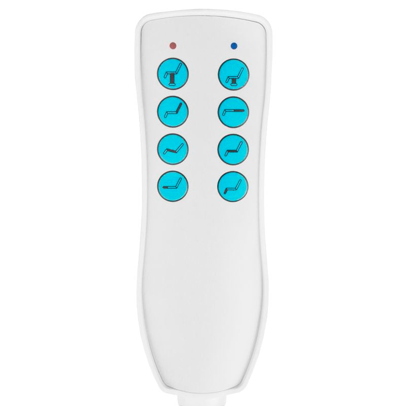 Azzurro 869A 4-Motor Electric Beauty Bed Grey - close-up showing the headrest, upholstery and adjustment controls