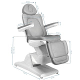 Azzurro 870 3-Motor Electric Beauty Bed Grey - dimensions and measurements shown