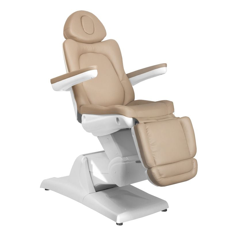 Azzurro 870 3-Motor Electric Beauty Chair Cappuccino - full product view at an angle on a white background