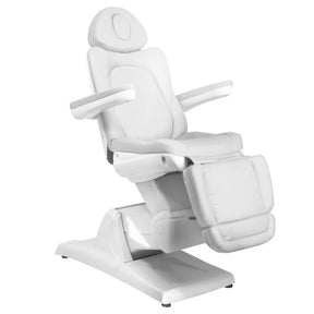Azzurro 870 3-Motor Electric Beauty Chair White - full product view at an angle on a white background
