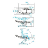 Azzurro 870S 3-Motor Electric Pedicure Chair White - dimensions and measurements shown