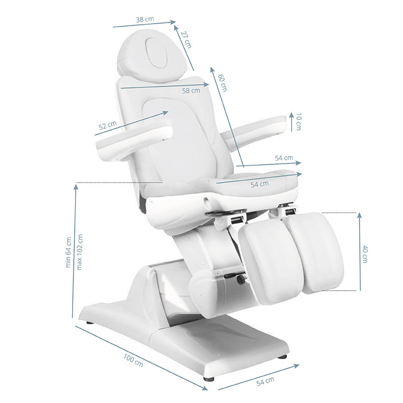 Azzurro 870S 3-Motor Electric Pedicure Chair White - close-up of the upholstery and adjustment details