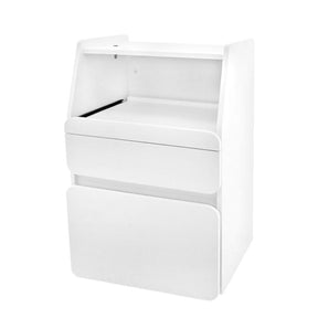 Azzurro Beauty Salon Cabinet Midi 970 White - front view showing the storage and construction details