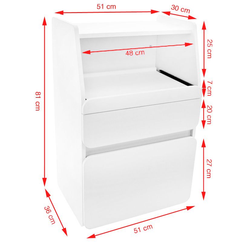 Azzurro Beauty Salon Cabinet Midi 970 White - dimensions and measurements shown