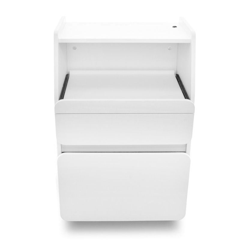 Azzurro Beauty Salon Cabinet Midi 970 White - front view showing the storage and construction details