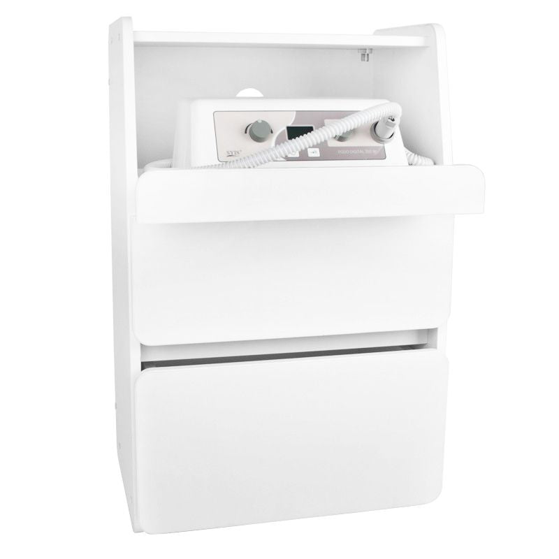Azzurro Beauty Salon Cabinet Midi 970 White - front view showing the storage and construction details