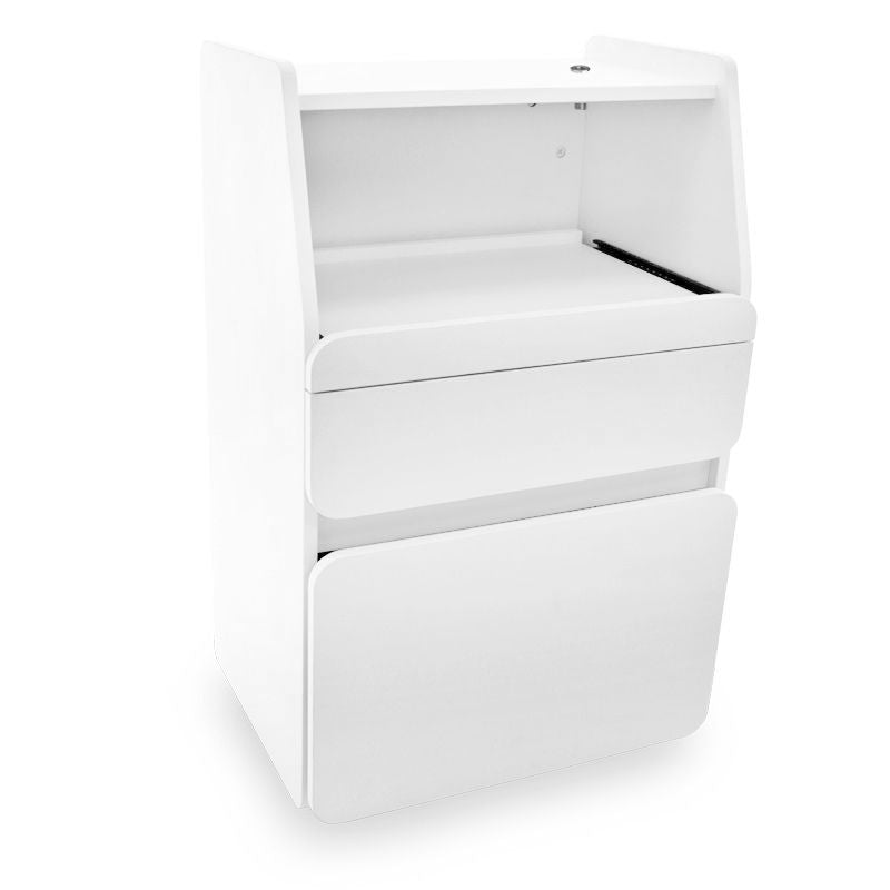 Azzurro Beauty Salon Cabinet Midi 970 White - front view showing the storage and construction details