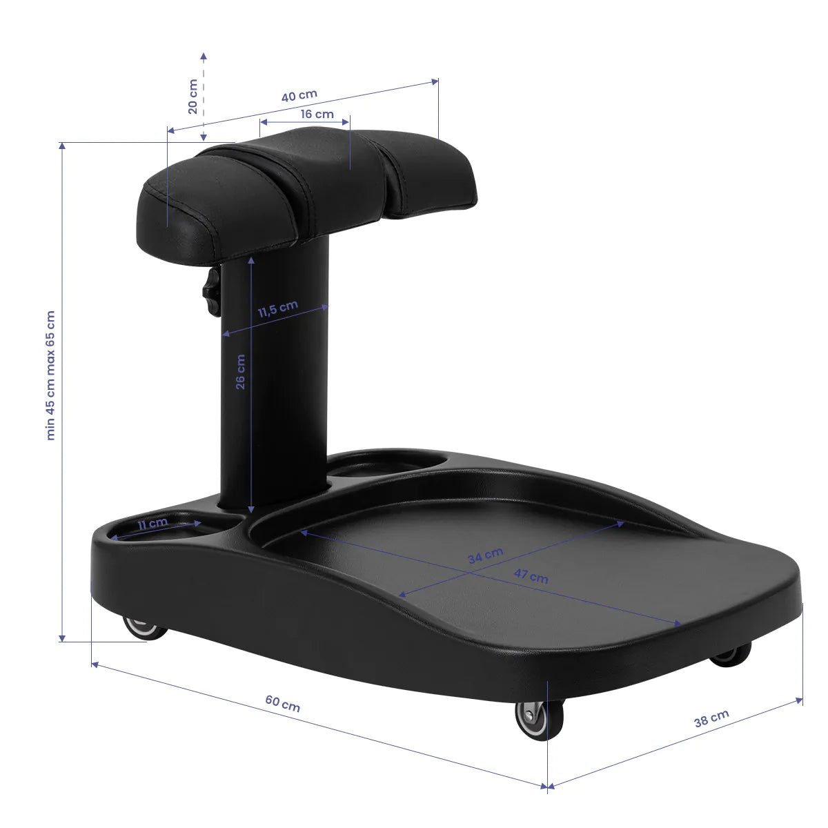 Azzurro Mobile Pedicure Bowl Trolley With Adjustable Footrest Black - mobile pedicure bowl trolley with adjustable padded footrest