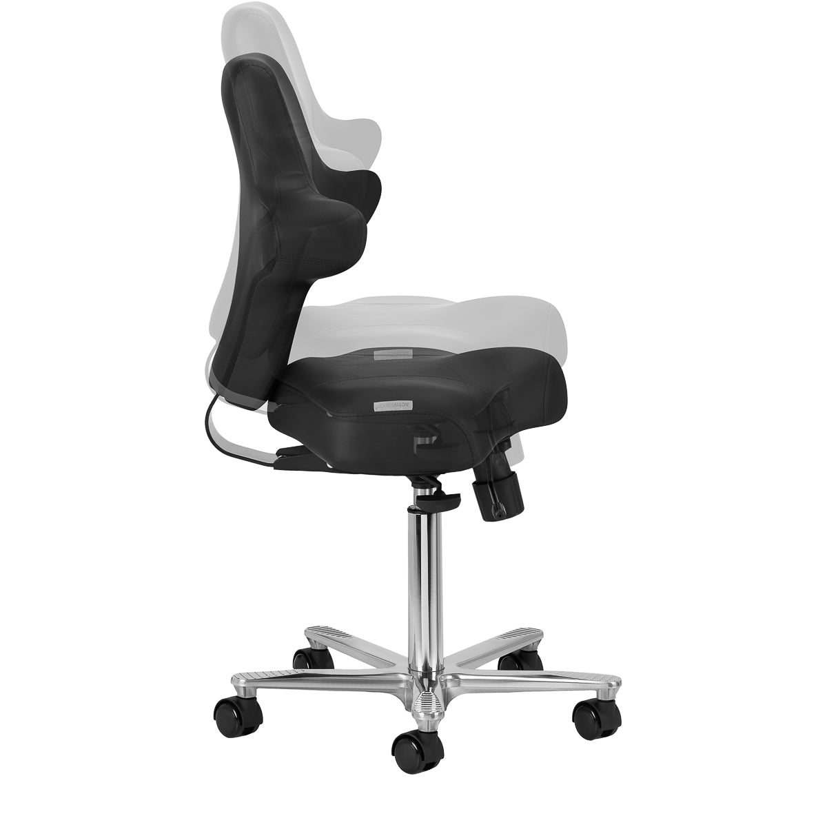 Azzurro Special 152 Beauty Chair Black - close-up of the upholstery and adjustment details
