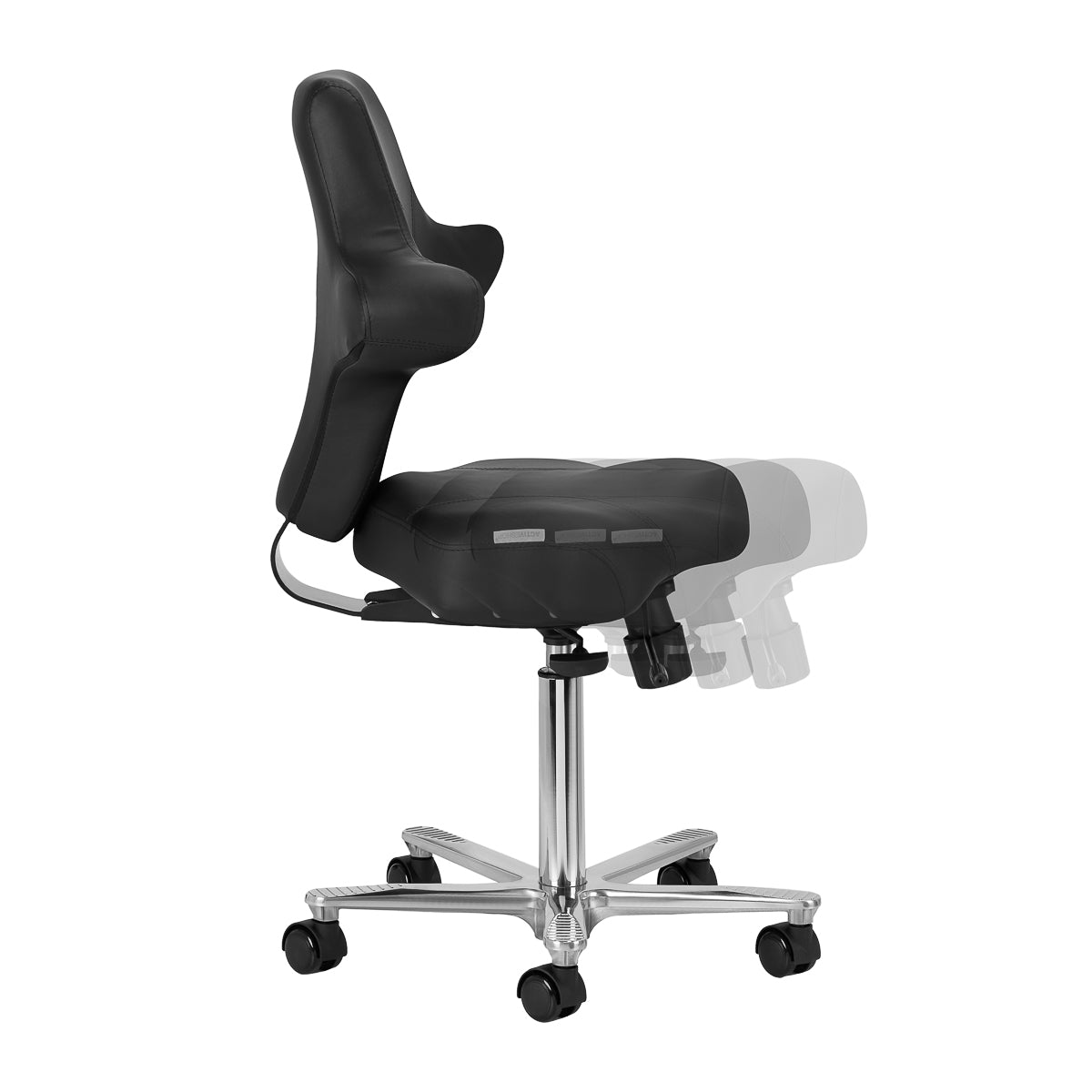 Azzurro Special 152 Beauty Chair Black - close-up of the upholstery and adjustment details