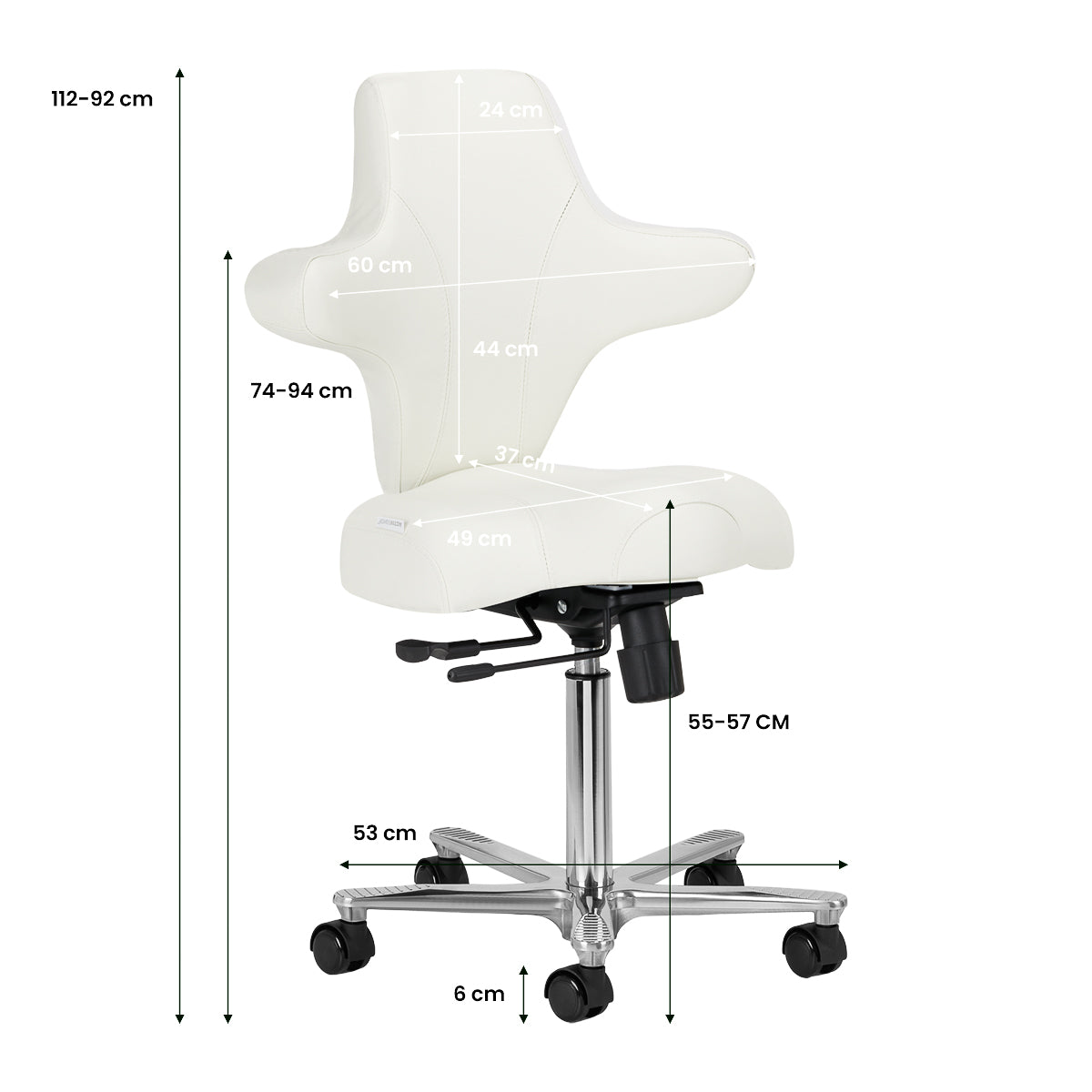 Azzurro Special 152 Beauty Chair White - close-up of the upholstery and adjustment details