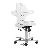 Dimension guide for the Azzurro Special 152 adjustable salon chair