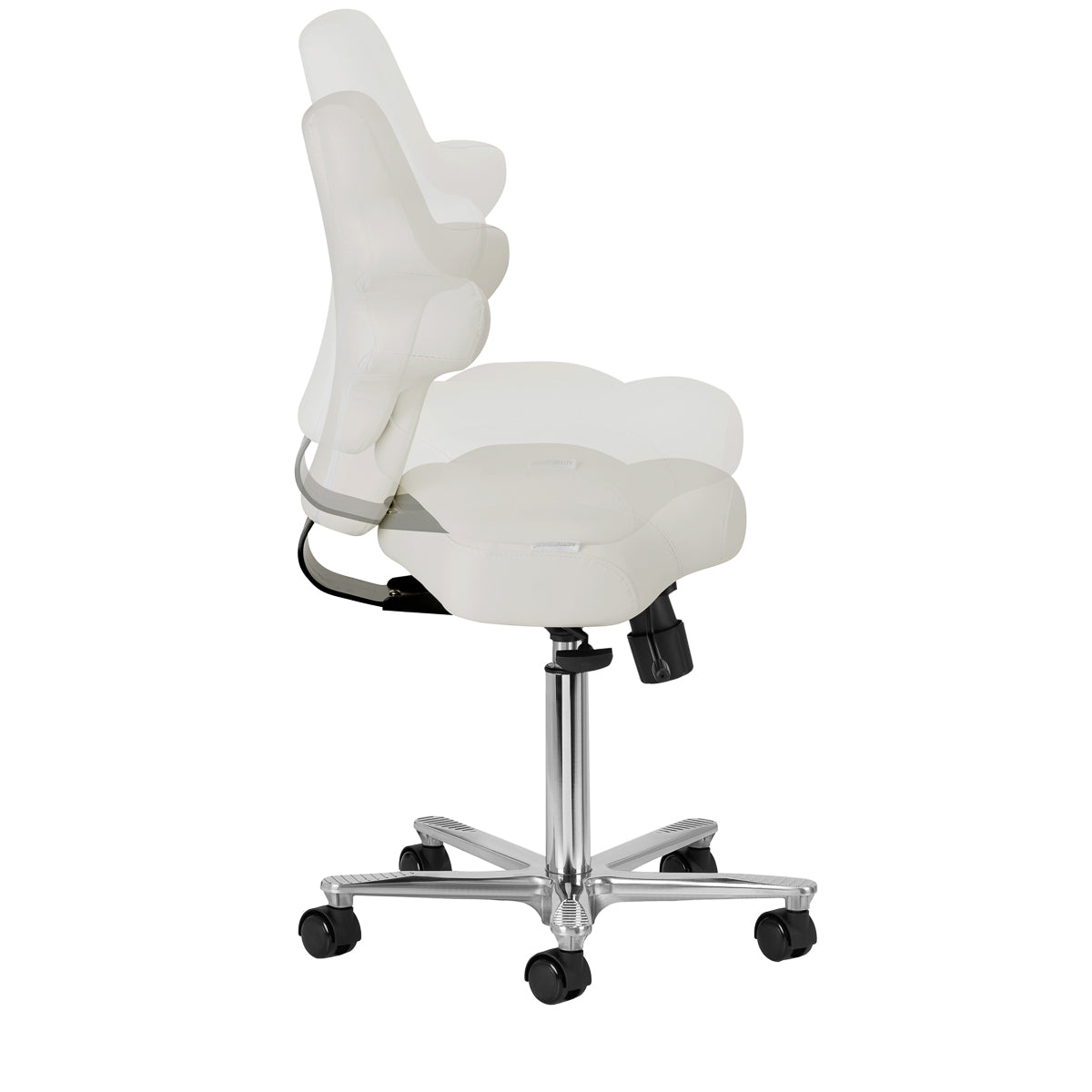 Side angle of Azzurro Special 152 grey salon chair showing backrest and adjustment mechanism