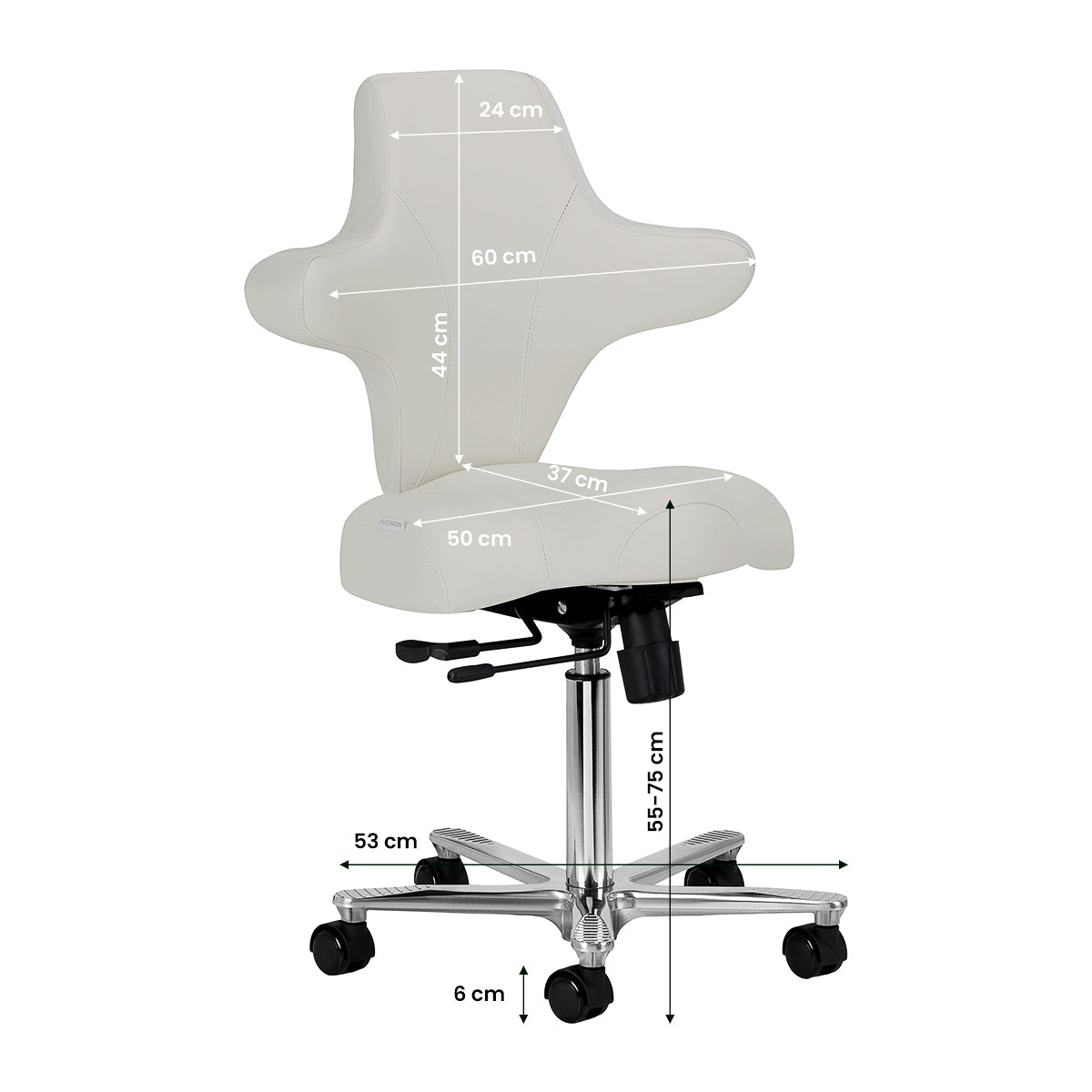 Azzurro Special 152 grey salon chair with dimension and height adjustment markings