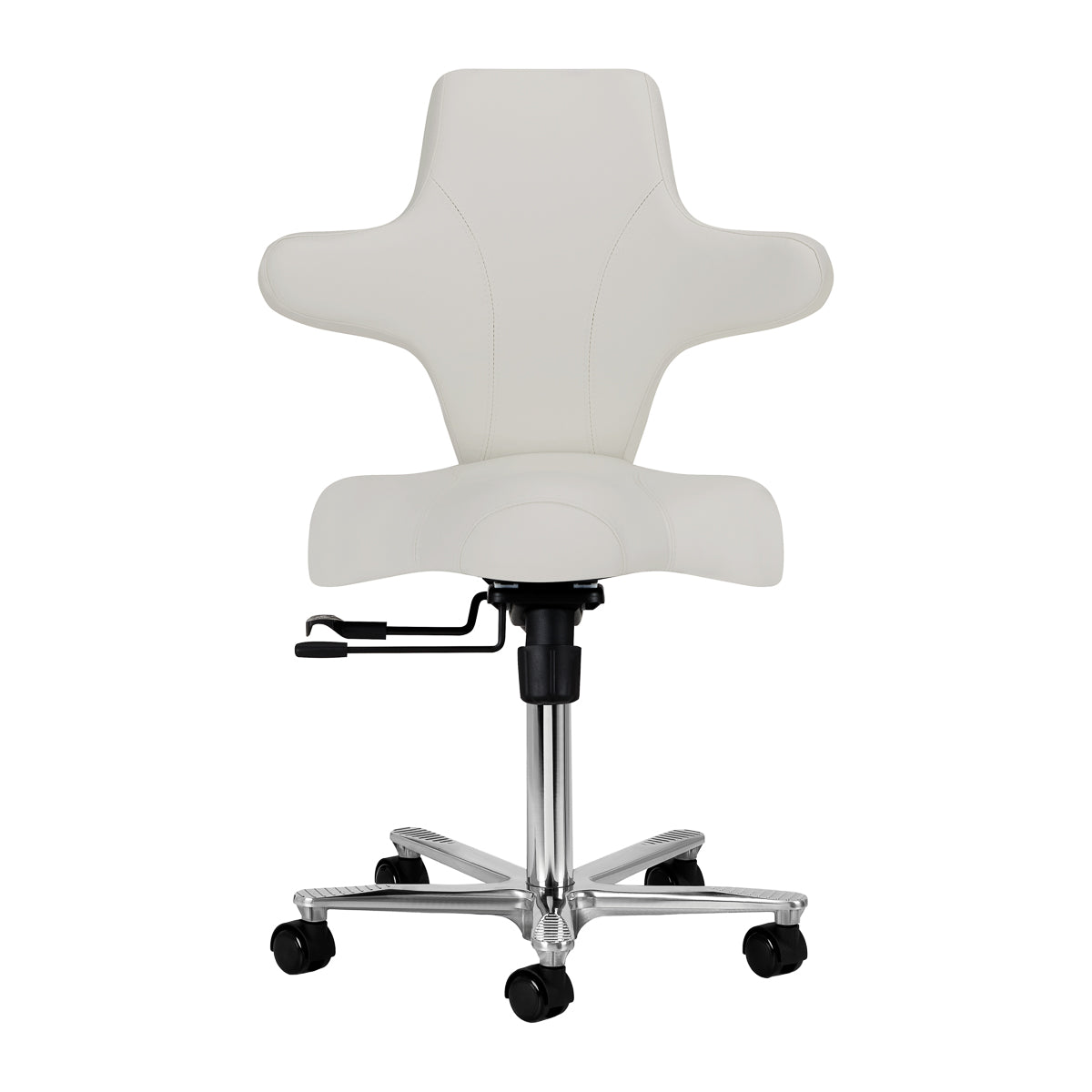 Front view of Azzurro Special 152 grey salon chair with contoured backrest