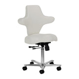 Azzurro Special 152 grey salon chair in three-quarter front view with sculpted backrest and castor base
