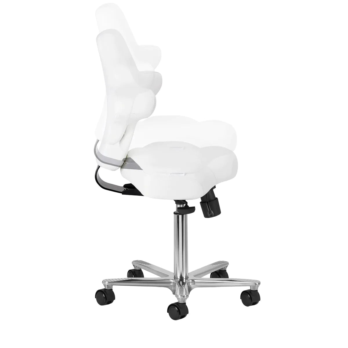 Profile view of the Azzurro Special 152 snow-white salon chair