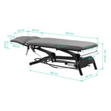Balance Novus 4 Electric Massage & Physiotherapy Bed Grey - dimensions and measurements shown