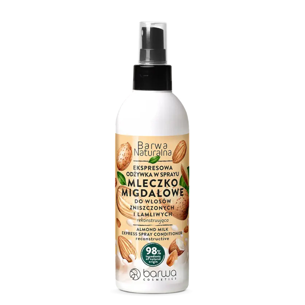 Barwa Almond Milk Express Hair Conditioner Spray - retail hair-care container isolated on a white background