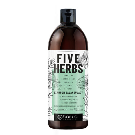 Barwa Five Herbs Balancing Shampoo for Normal & Oily Hair - retail hair-care container isolated on a white background