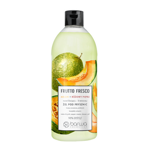 Barwa Frutto Fresco Moisturising Shower Gel Melon & Pink Pepper - arranged with the included components on a white background