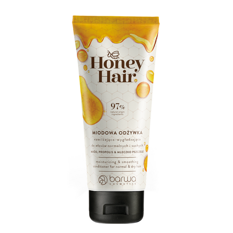 Barwa Honey Hair Moisturising & Smoothing Honey Conditioner Tube - retail hair-care container isolated on a white background